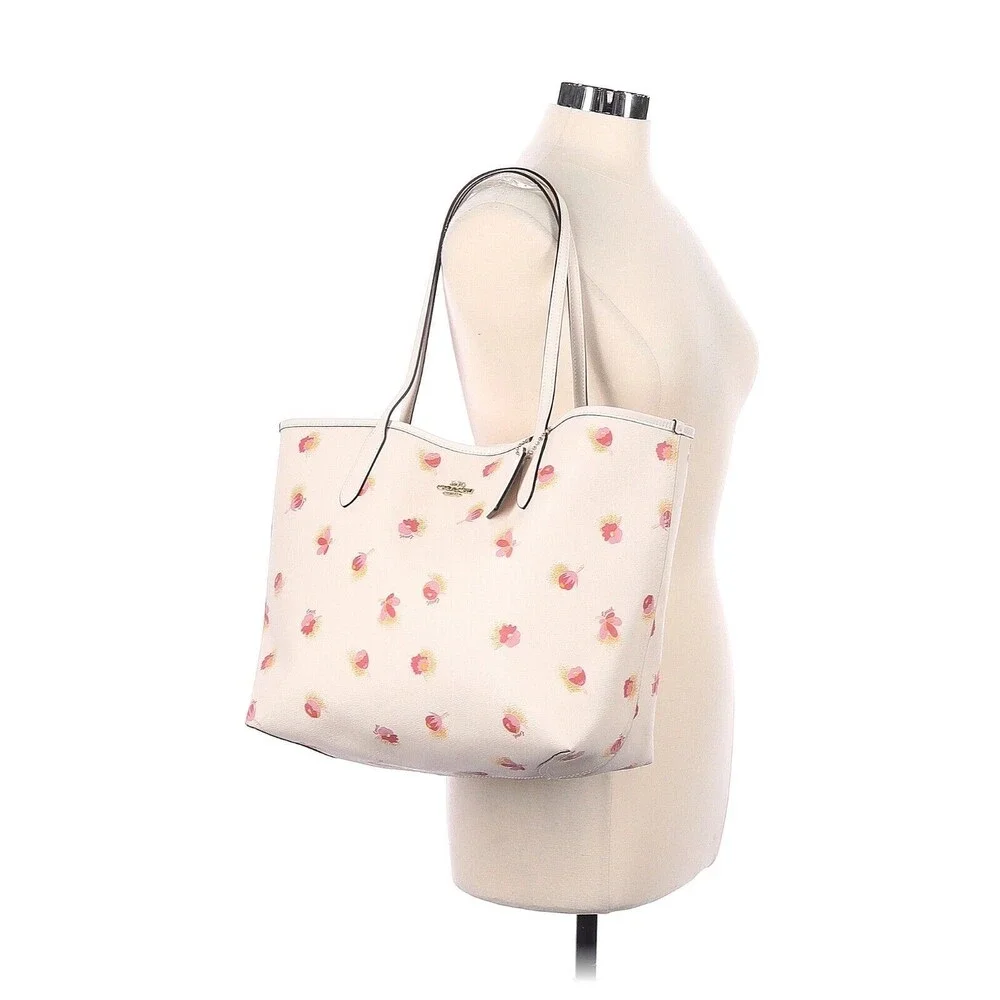 COACH Chalk Multi Poppy Floral City Tote Bag
